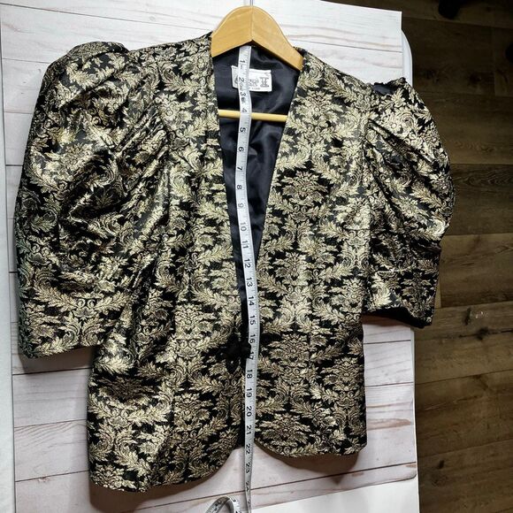 Vintage Act I New York Metallic Brocade Puff Sleeve Blazer Jacket Halloween - Picture 4 of 5